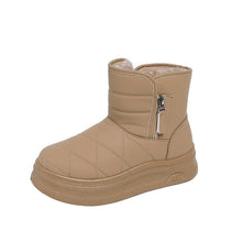 Load image into Gallery viewer, Women's Fleece-Lined Snow Boots | Warm Winter Boots with Side Zipper | Khaki Beige Black
