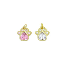 Load image into Gallery viewer, Clear Pink CZ Gold paw Charm Pendant, Sku#LK1080