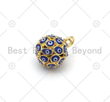 Load image into Gallery viewer, Enamel Colorful Evil Eye On Round Ball Shape Pendant, 18K Gold Filled Enamel Charm,Necklace Bracelet Charm Pendant,12x14mm,Sku#F1427