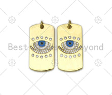 Load image into Gallery viewer, CZ Micro Pave Turquoise Blue Evil Eye Dog tag charm,18K Gold Filled Evil Eye Charm,Sku#L581