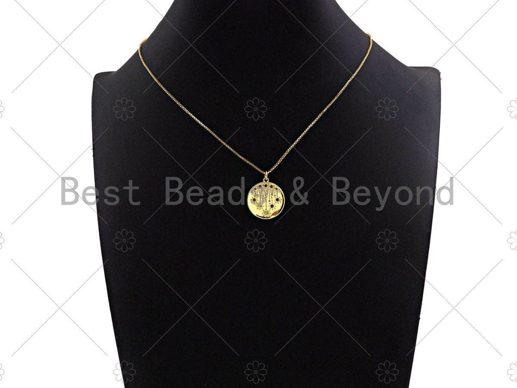 Colorful CZ Celebrition Star  Round Coin Pendant/Charm, Sku#L416