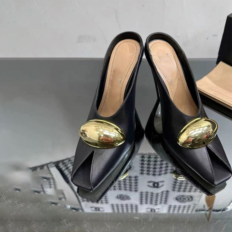 Square Toe Patent Leather High Heel Pumps With Buckle Strap | Women's Dress Shoes
