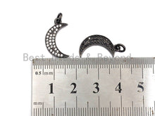Load image into Gallery viewer, CZ Micro Pave Crescent Moon Pendant, Cubic Zirconia Pendant, Silver/Gold/Rose Gold/Black Tone, 11x19mm, Sku#X108