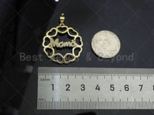 Load image into Gallery viewer, Gold Filled CZ Micro Pave Mama On Heart Round Ring Shape Pendant,18K Gold Filled Charm, Mother's Day,Necklace Pendant,28x30mm,Sku#LD124