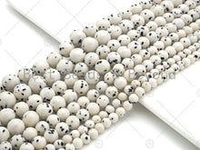 Load image into Gallery viewer, Quality Dalmation Jade Round Smooth Beads, 6mm/8mm/10mm/12mm Round Smooth Beads, White Black Jade,Sku#U1134