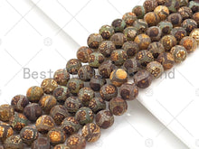 Load image into Gallery viewer, Natural Tibetan Brown Football Agate Beads, Dzi Eye Agate Beads, 8mm/10mm Tibetan Round Smooth Agate,15.5" Full Strand, Sku#U1111