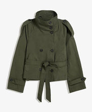 Load image into Gallery viewer, Womens Buttoned Waist-Cinching Lace-Up Trench Coat