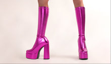Load image into Gallery viewer, Women's Sexy Stretch High Heel Platform Boots – Chunky Heel Slip-On Thigh High Boots