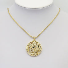 Load image into Gallery viewer, Clear CZ Gold Tiger Lion Head Pendant, Sku#LX318