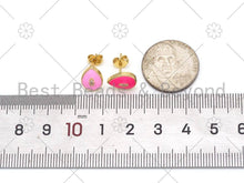 Load image into Gallery viewer, CZ Enamel Teardrop Shape Earrings, Sku#O68C