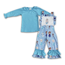 Load image into Gallery viewer, Blue cotton shirt ice overalls girls boutique clothing