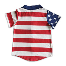 Load image into Gallery viewer, Star and stripe short sleeve boy 4th of july polo shirt