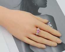 Load image into Gallery viewer, Pink Clear Crystal Heart Ring, Sku#B213