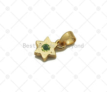 Load image into Gallery viewer, Green Gemstone David Star Charm, Sku#L644