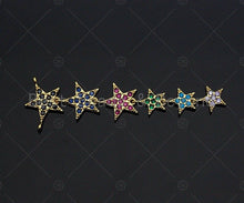 Load image into Gallery viewer, Multicolor CZ Multi Stars Necklace pendant, CZ Micro Pave Necklace Pendant, 19x66mm, sku#JL03
