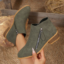 Load image into Gallery viewer, Women's Chunky Heel Pointed-Toe Ankle Boots – Side Zipper, PU Leather, Multi-Color