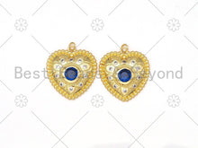 Load image into Gallery viewer, 18K Gold Filled Large Fancy Cobalt CZ Micro Pave Heart Pendant,Heart Pendant, 30mm,Sku#LK423