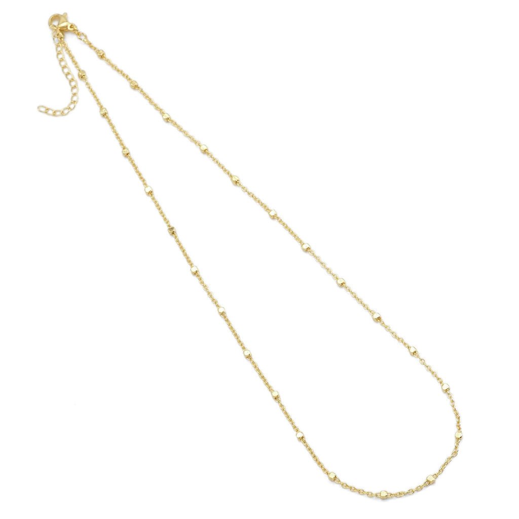 Dainty Gold thin satalite cube Adjustable Necklace, Sku#LD490