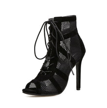 Load image into Gallery viewer, Women's Open-Toe Stiletto Heels | High-Quality Suede Platform Pumps