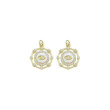 Load image into Gallery viewer, CZ Evil Eye mother of pearl Coin Charm, Sku#LK922