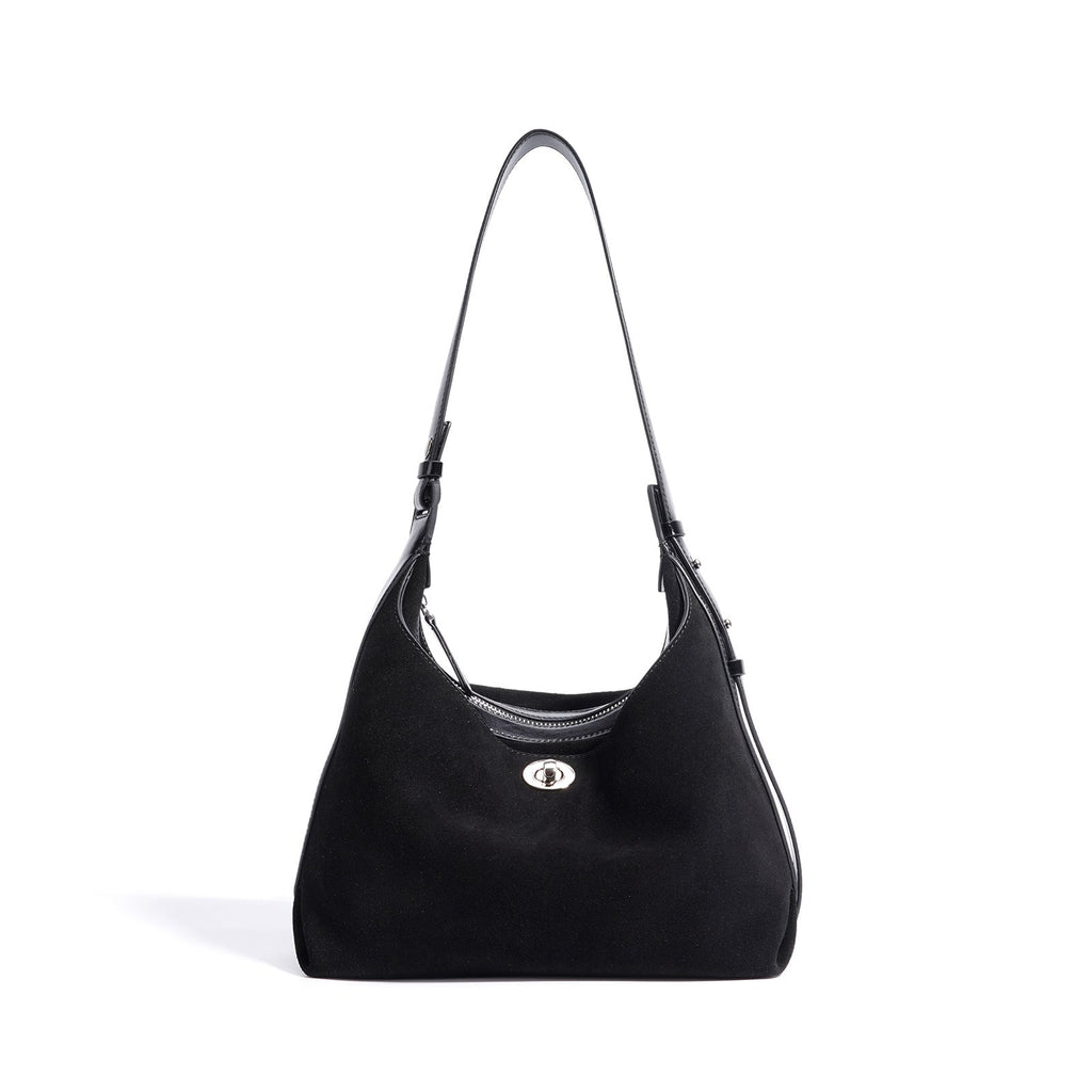 Genuine Cowhide Suede Bucket Bag - Versatile Chain Crossbody Shoulder Bag for Women
