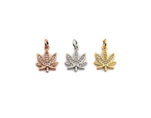 Load image into Gallery viewer, Clear CZ Gold Maple Leaf Charm Pendant, Sku#Z492