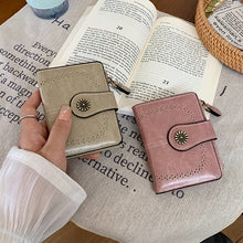 Load image into Gallery viewer, Women's Vintage Oil Leather Wallet - Floral Embossed Short Bifold with RFID Protection