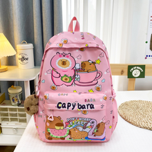 Load image into Gallery viewer, Capybara Cartoon School Backpack for Girls – Cute Nylon Bookbag for Primary &amp; Middle School