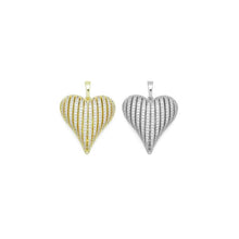 Load image into Gallery viewer, Gold Silver Clear CZ Large Puffy Heart Charm Pendant, Sku#LX