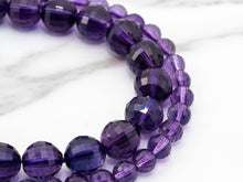 Load image into Gallery viewer, Special Cut Quality Natural Amethyst Round Faceted beads, 6mm/8mm/10mm/2mm, Loose Dark Puple Gemstone Beads, 15.5 inch strand, SKU#V3C