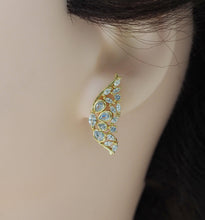 Load image into Gallery viewer, CZ Pave Butterfly Wing Stud Earrings, Sku#LD354
