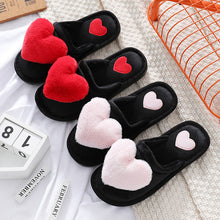 Load image into Gallery viewer, Women's Love Heart Fluffy Slippers | Warm Plush Home Shoes