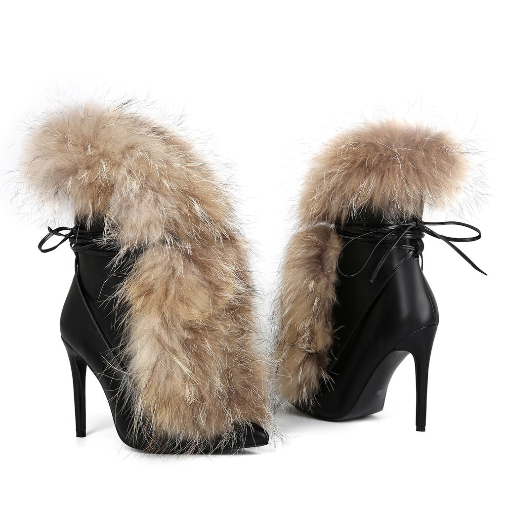 Women's Plus Size Pointed-Toe Stiletto Ankle Boots | Side Zipper | Black | EU 36–47