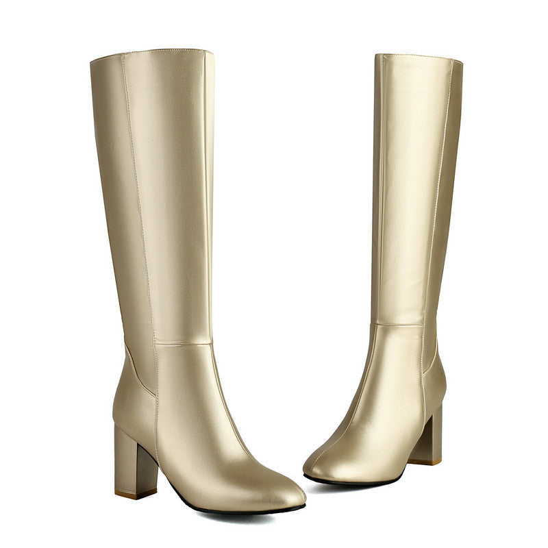 Women's Over-the-Knee High Heel Boots | Chunky Block Heel Thigh High Boots