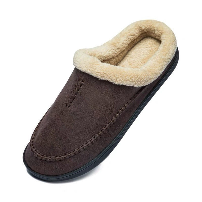 Men's Fur-Lined Non-Slip Bean Slippers | Warm Indoor Cotton Shoes | EU 39–49