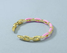 Load image into Gallery viewer, CZ Enamel Oval Link Bangle Bracelet, Sku#X316