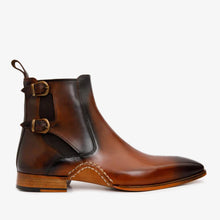 Load image into Gallery viewer, The Royal Hand Craft Tan Leather Double-Buckle Chelsea Men Boot