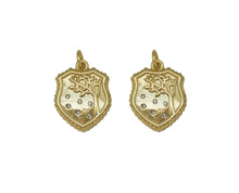Load image into Gallery viewer, CZ Gold Tree On Shield Charm, Sku#F1479C