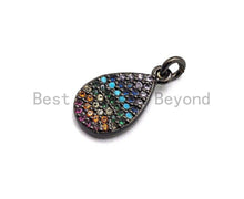 Load image into Gallery viewer, 9x15mm CZ Rainbow Color Micro Pave Teardrop Shaped Pendant,CZ Paved Teardrop Charm Gold,Silver,Rose Gold,Gunmetal plated,sku#F746