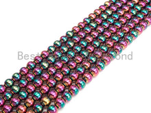 Load image into Gallery viewer, NEW Titanium Red Green Multicolor Hematite, Round Smooth 3mm/4mm/6mm/8mm/10mm, Natural Hematite beads, 15.5 Full Strand, #S126