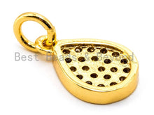 Load image into Gallery viewer, CZ Micro Pave Teardrop Pendant/Charm, Clear Cubic Zirconia Drop Dangle Pave Charm, 8x12mm, sku# F342C