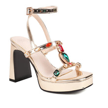Load image into Gallery viewer, Women's Shimmering Buckle Sandals - Mid Heel Summer Dress Shoes