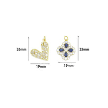 Load image into Gallery viewer, Baguette CZ Heart blue stone flower Charm Pendant,Sku#A496