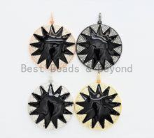 Load image into Gallery viewer, NEW Enamel Black Round Star Pendant,CZ Micro Pave Oil Drop Round pendant,Enamel pendant,Enamel Jewelry,40x43mm,sku#F590