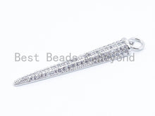 Load image into Gallery viewer, CZ Clear Micro Pave Half Cone Pendant, Cubic Zirconia Necklace Pendant, 47x7mm, sku#F114
