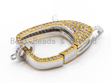 Load image into Gallery viewer, CZ Dual Color Clear Micro Pave Square Lobster Claw Clasp, Cubic Zirconia Pave Clasp/Connector/Link, 17x31mm, sku#H96