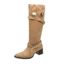 Load image into Gallery viewer, Women's Suede Pointed Toe Chunky Heel Ankle Boots | Sarah Express