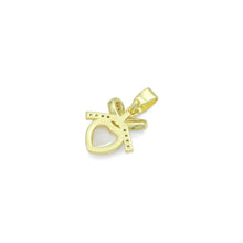 Load image into Gallery viewer, Clear CZ Gold Bow Mop Heart Charm Pendant, Sku#LX810