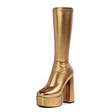 Load image into Gallery viewer, Women's Sexy Stretch High Heel Platform Boots – Chunky Heel Slip-On Thigh High Boots