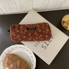 Load image into Gallery viewer, Corduroy Pencil Case Makeup Bag - Korean Style Retro Floral Canvas Pouch for Students